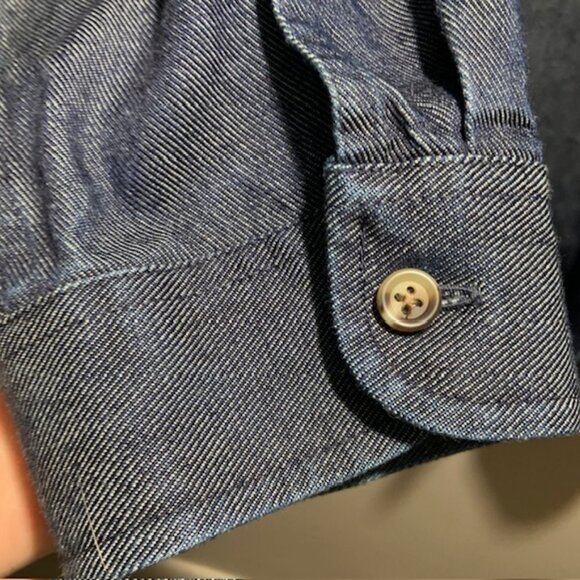 LL Bean Women Plus Gorpcore Tencel Blend Denim Button Down Cowgirl Shirt Size 2X - Picture 5 of 7